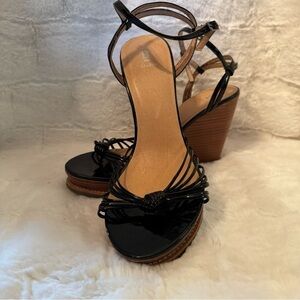 Bakers Dedra Faux Patent Leather Sandals Heels. 4” High. Size 7.5 Black New
